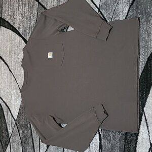 CARHARTT ORIGINAL FIT CREW-NECK CHEST POCKET BROWN LOGO DESIGN LONG-SLEE…